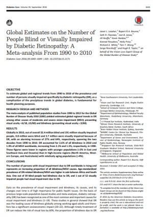 Global Estimates on the Number of People Blind or Visually Impaired by Diabetic Retinopathy